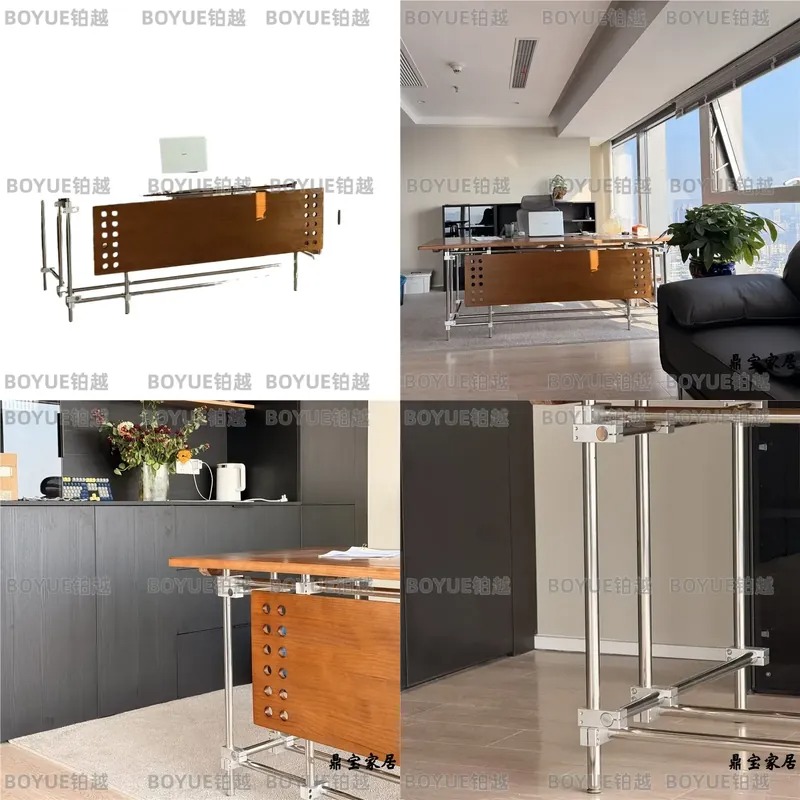 Desk Setup L Shaped - Bauhaus Solid Wood Desk Retro Industrial