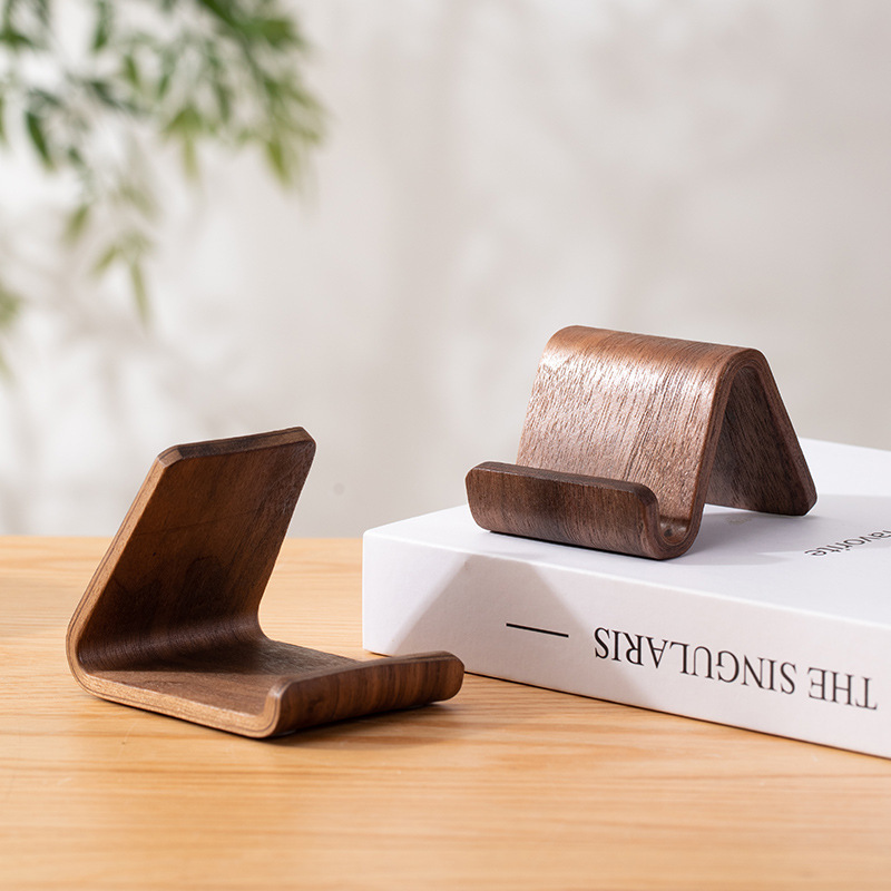Desk Setup Home - 2-in-1 Black Walnut Solid Wood Phone