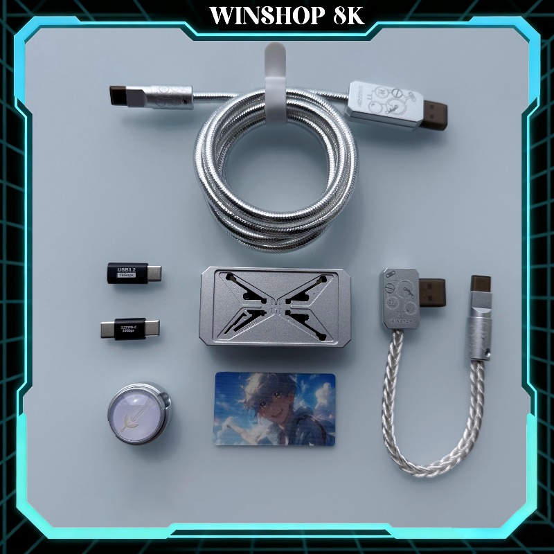 Desk Setup Accessories Aesthetic - WINSHOP Esports HUB Dual-In 4-Out USB