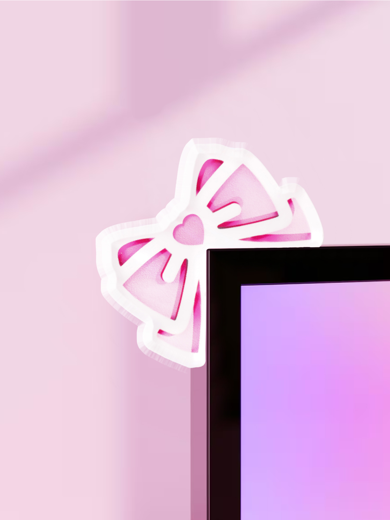 Desk Setup Home - Kawaii Bow Monitor Decor Pink Acrylic