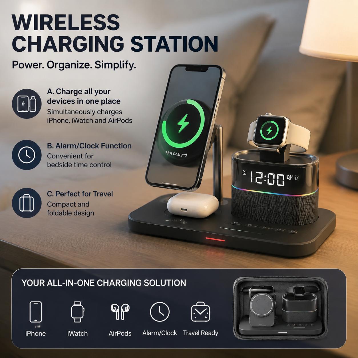 Magnetic Wireless Charging Sta - Desk Setup Home review and price