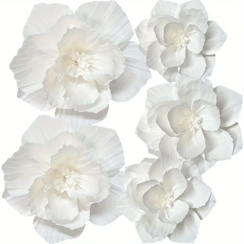 5 Packs of White Paper Flowers - Desk Setup Background review and price