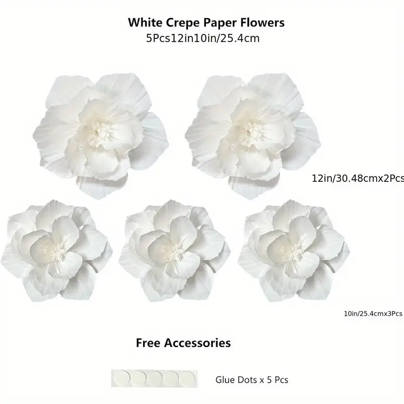5 Packs of White Paper Flowers - Desk Setup Background review and price