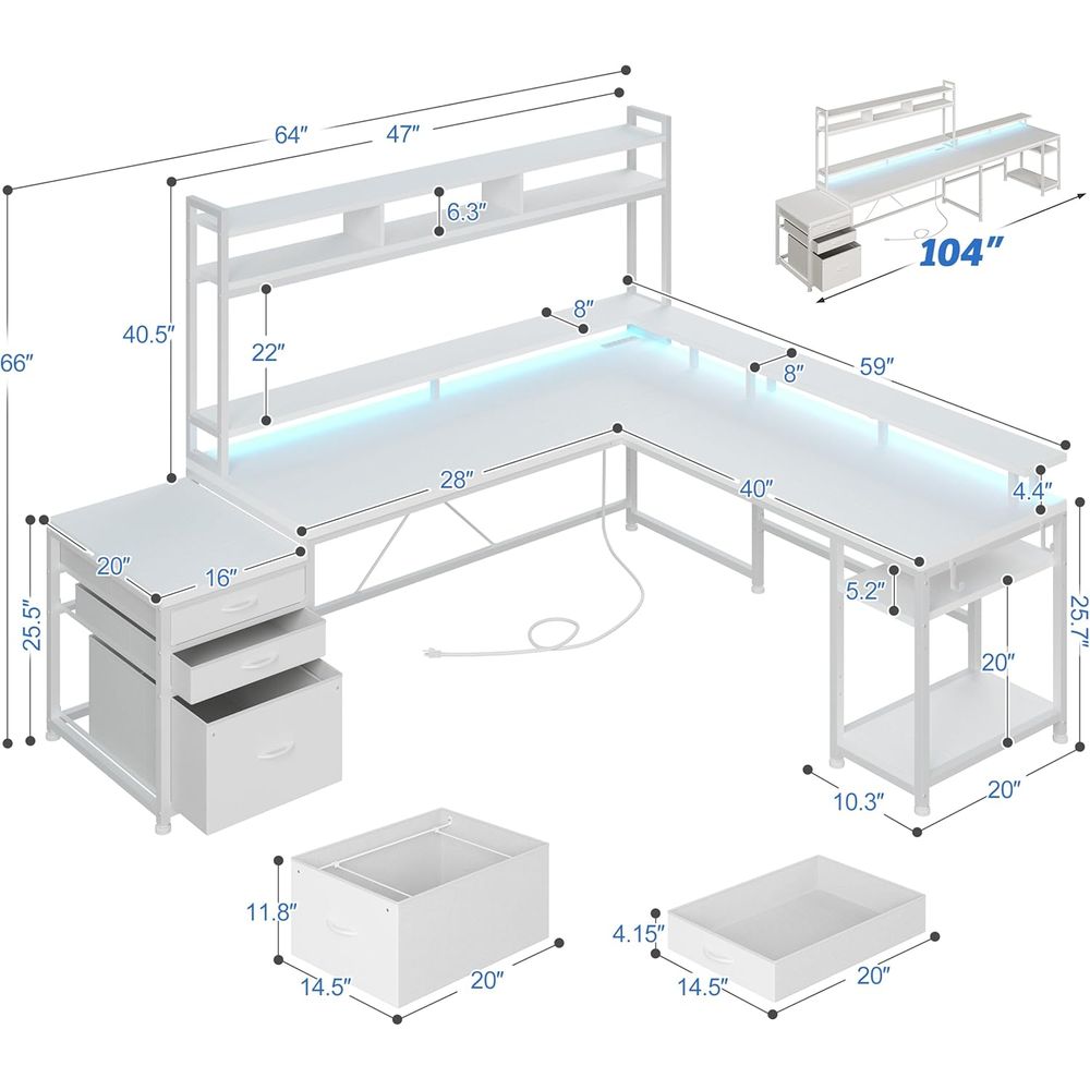 104-inch L-Shaped Desk for Dua - Desk Setup L Shaped review and price