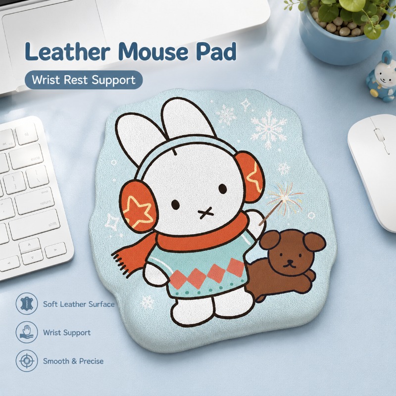 Anime Miffy Leather Mouse Pad  - Desk Setup In Office review and price