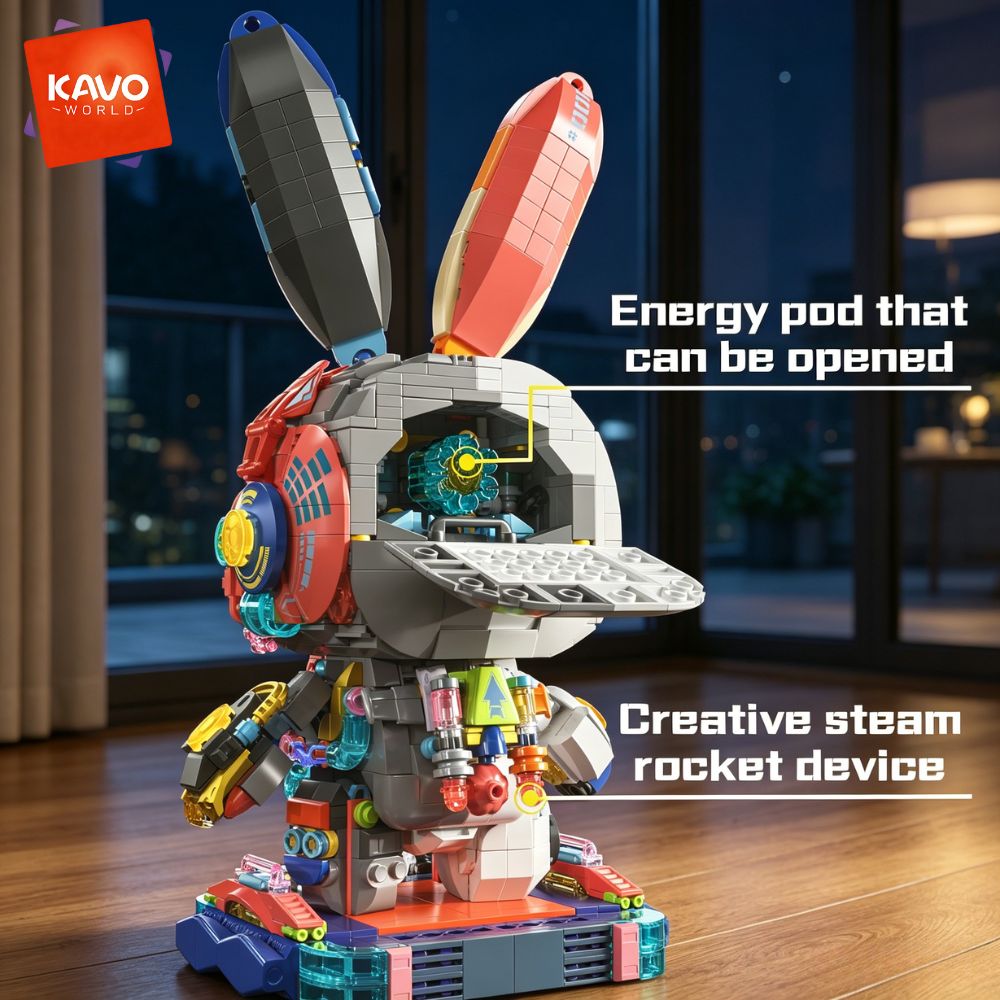 KAVOWORLD 1377PCS Robot Rabbit - Desk Setup Girly review and price