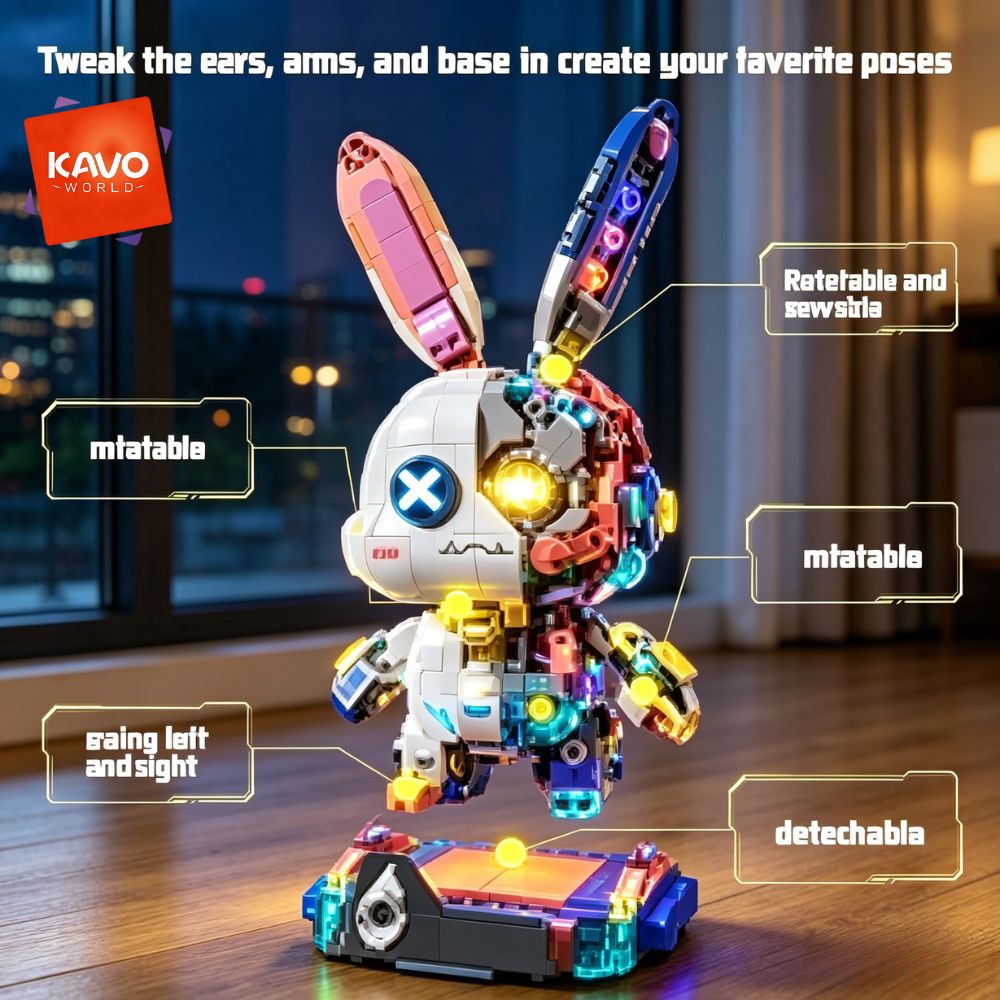 KAVOWORLD 1377PCS Robot Rabbit - Desk Setup Girly review and price