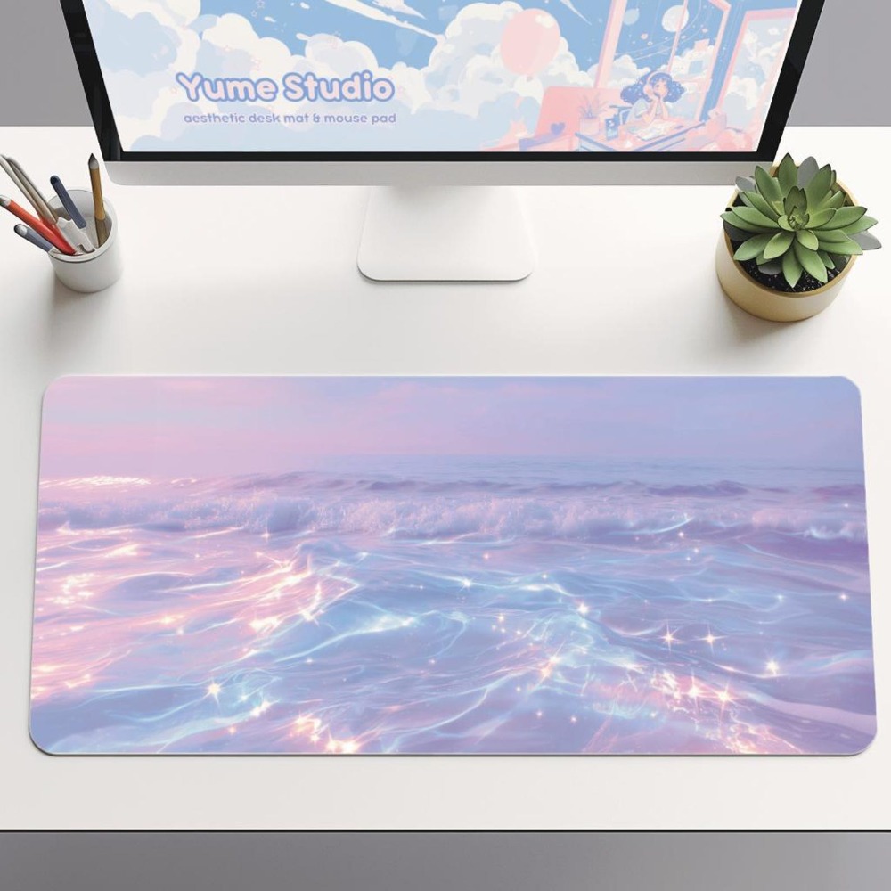 Aesthetic Pastel Desk Mat for  - Desk Setup Accessories Aesthetic review and price
