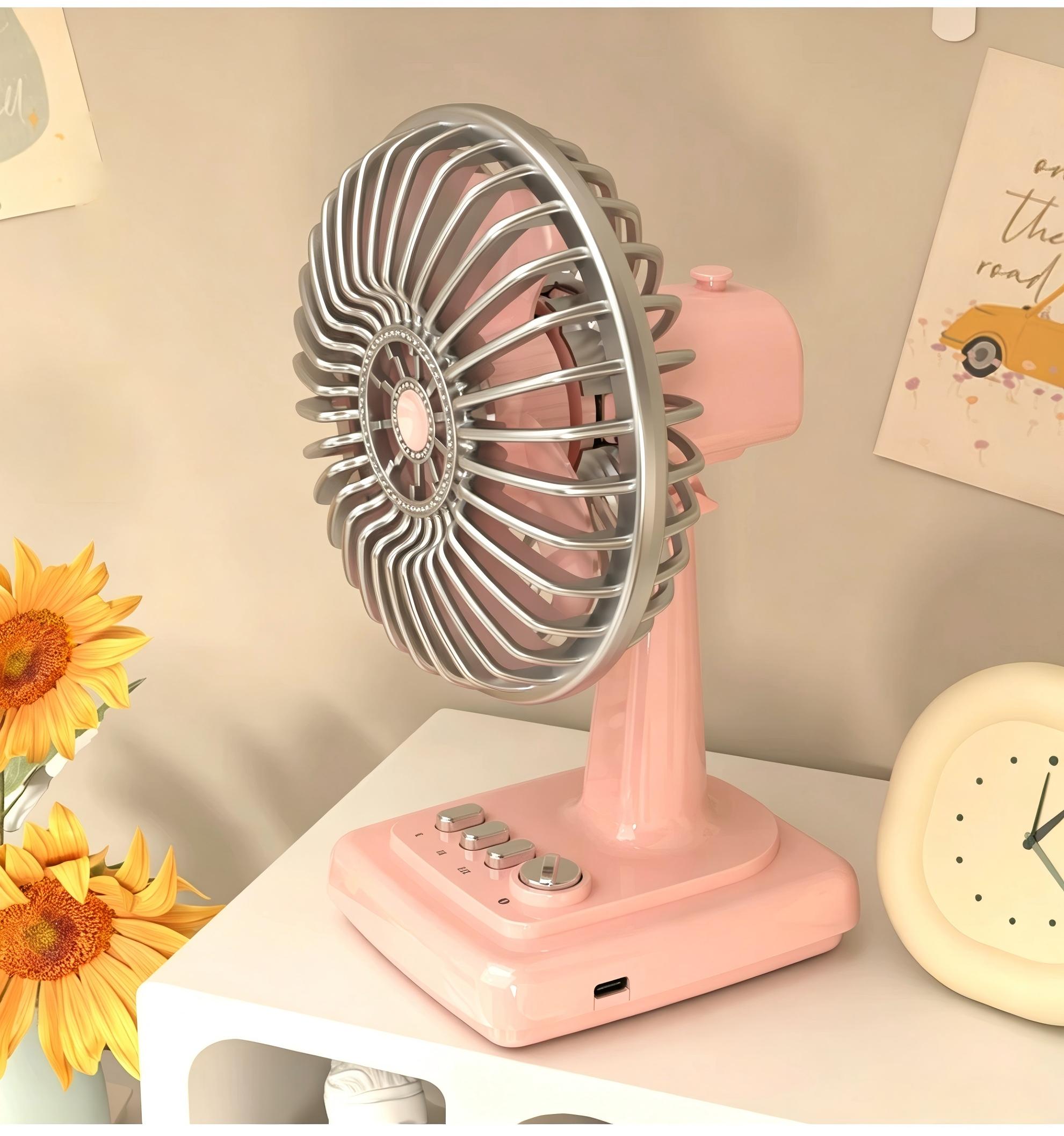 Retro Alloy Desktop Fan 3 Spee - Fan Desk Small Usb review and price
