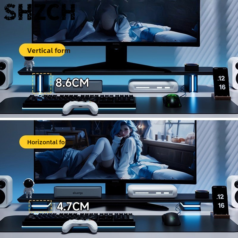 RGB Monitor Stand Ergonomic Co - Desk Setup For 2 Laptops review and price