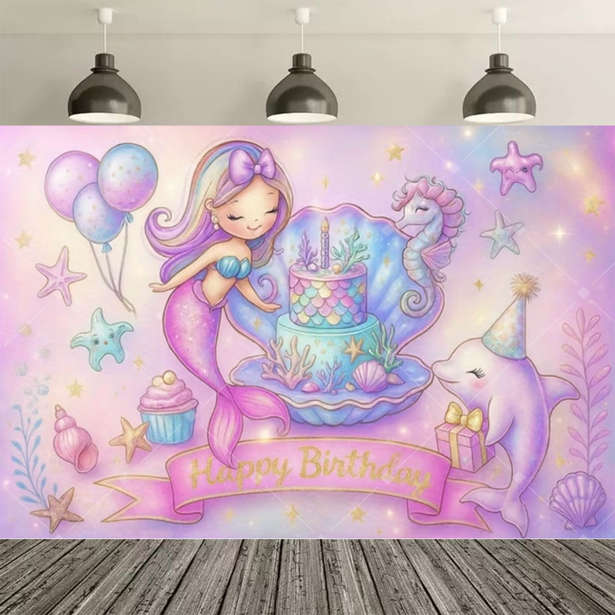 Underwater World Mermaid Birth - Desk Setup Background review and price